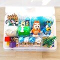 Blue dog  playdough kit, blue sensory bin, preschool christmas gift, toddler birthday gift, pretend play slime, playdough craft box, xmas