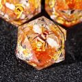 Bee liquid core dice set for dungeons and dragons | liquid core d and d dice set for gifts | Orange resin liquid dice | rpg dice set