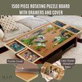 1500 Piece Rotating Puzzle Board with 6 Drawers & Cover,28"x35"Portable Rotating Wooden Jigsaw Puzzle Table for Adults,Birthday Gift for Her